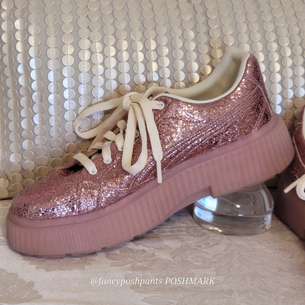 PUMA like new! Dinara Shine platform glitter sparkle sneakers trainers shoe lux - Picture 4 of 17